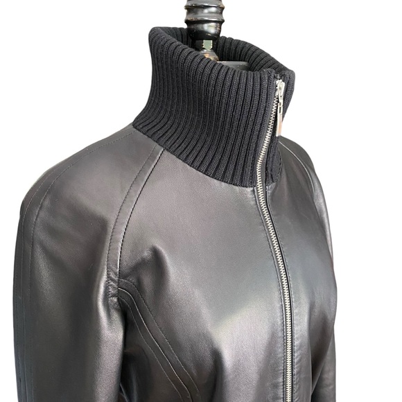 BELLA BICCHI SOFT BLACK LEATHER MID-LENGTH BELTED JACKET SM - Picture 1 of 15